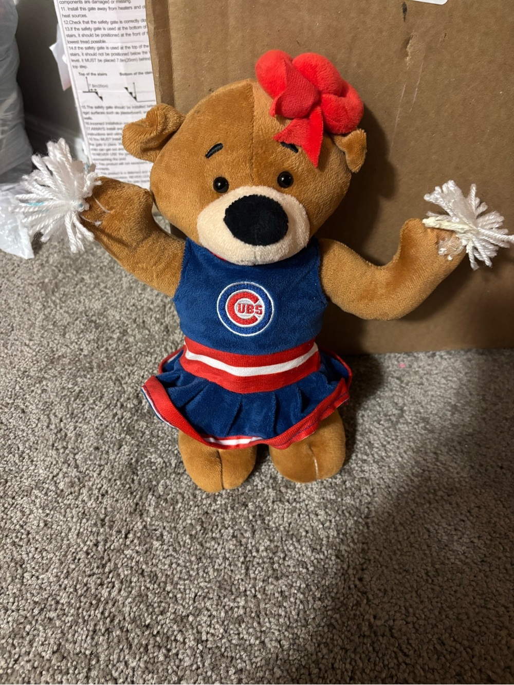 Chicago Cubs Cheerleader Bear Plush - Blue, Red & Brown